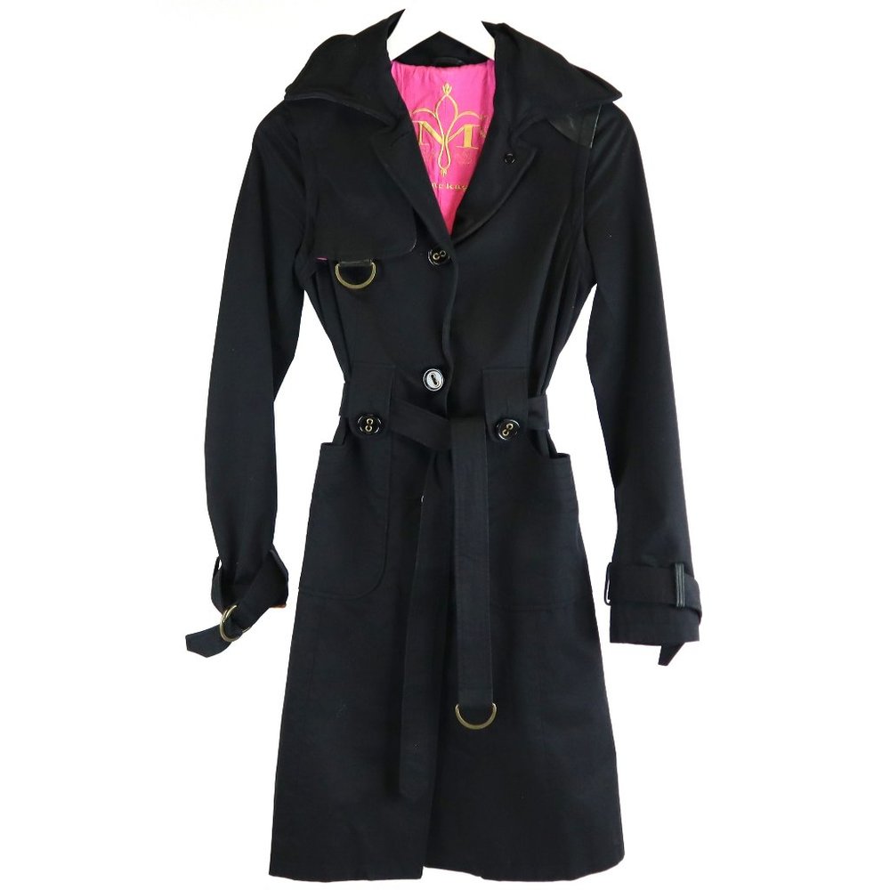 Mackage Black Cotton Twill Trench